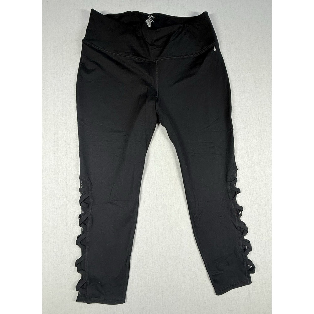 Torrid Active 7/8 Leggings Plus Sz 2 Black Athletic Lace Up Lattice Side Mesh